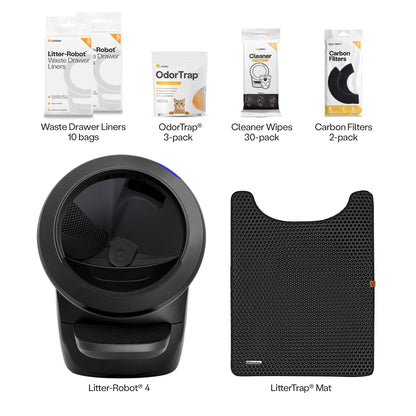 Litter-Robot 4 Supply & Accessory Bundle by Whisker, Black - Automatic