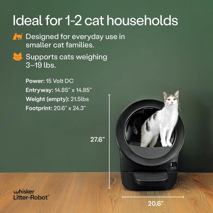 Litter-Robot Evo by Whisker, Black - Automatic Self-Cleaning Cat Litter Box