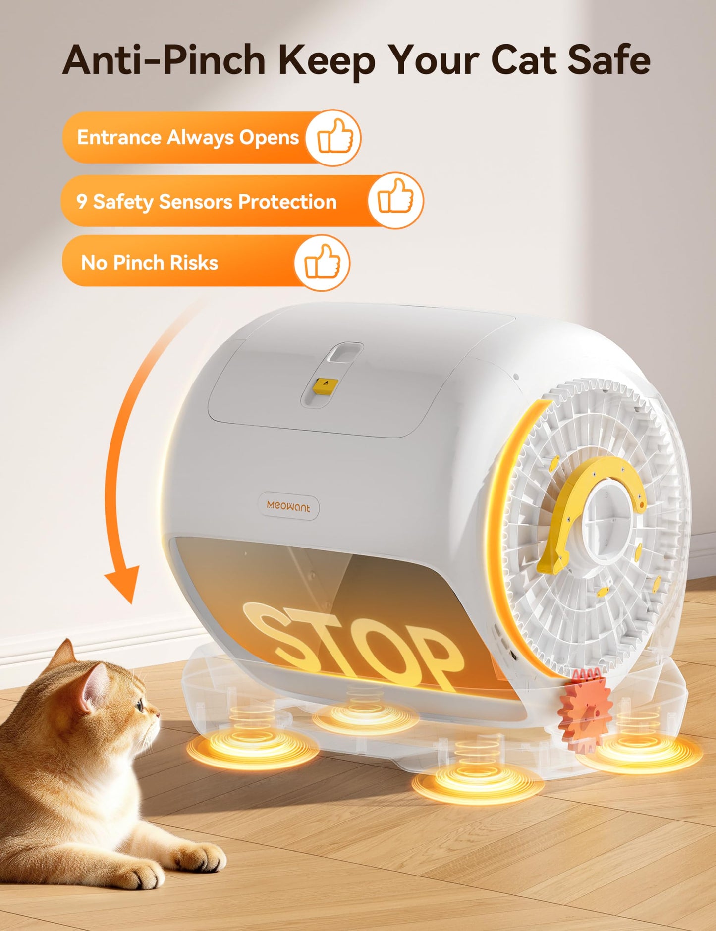 MeoWant Self-Cleaning Cat Litter Box, 106L Extra-Large Space Low