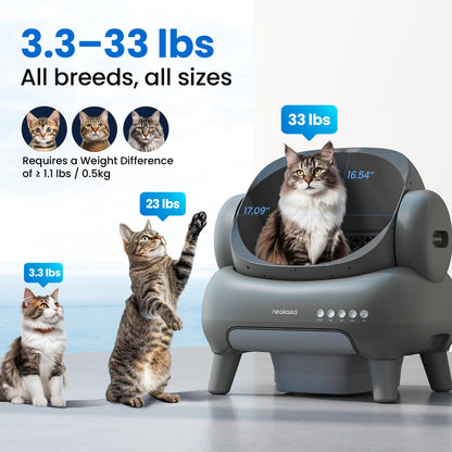 Neakasa M1 Plus Open-Top Self-Cleaning Cat Litter Box, 360° Safety Sensors, Advanced Odor & Leak Control,